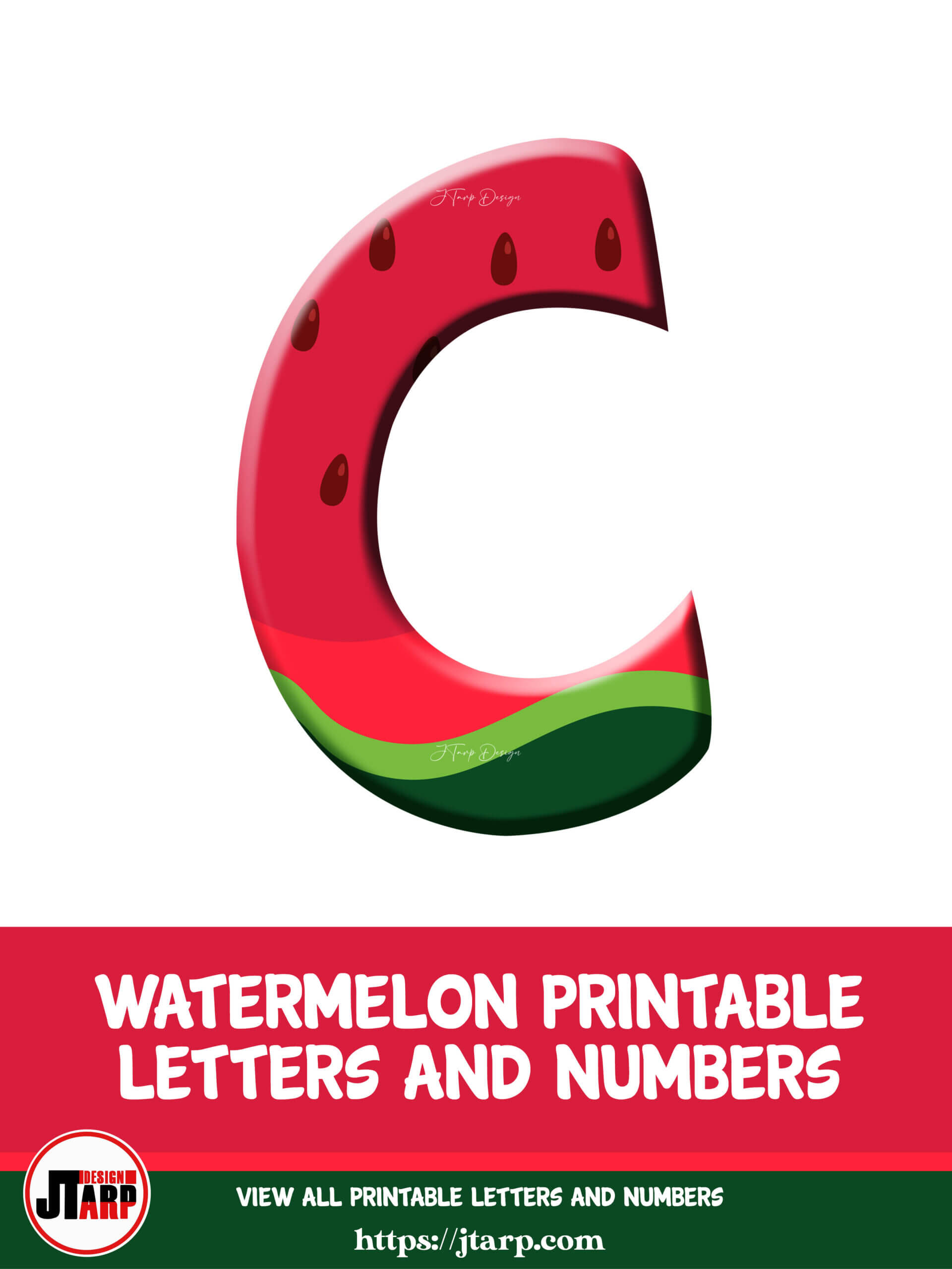Watermelon Printable 3D Letters C 1