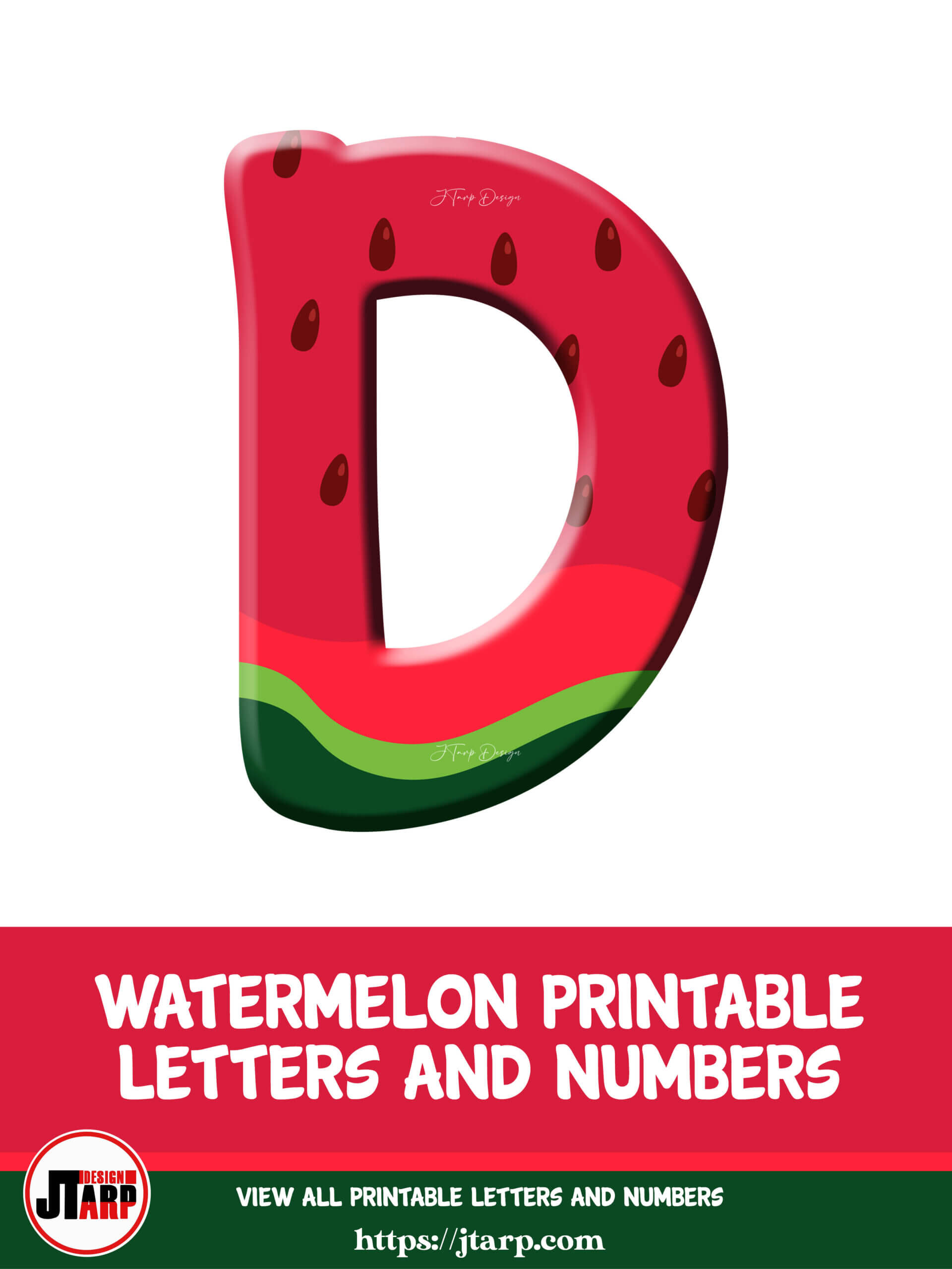 Watermelon Printable 3D Letters D