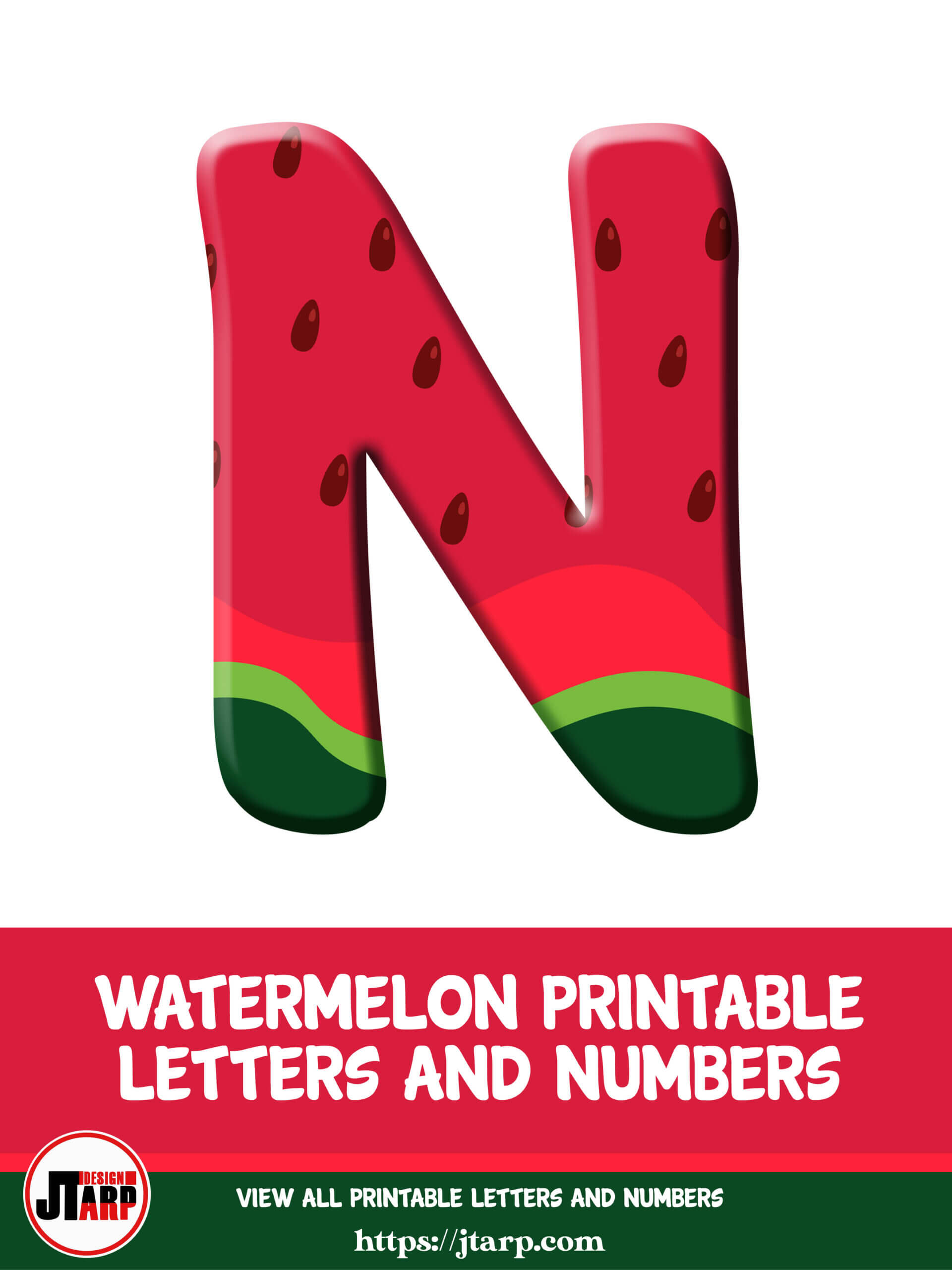 Watermelon Printable 3D Letters N 2