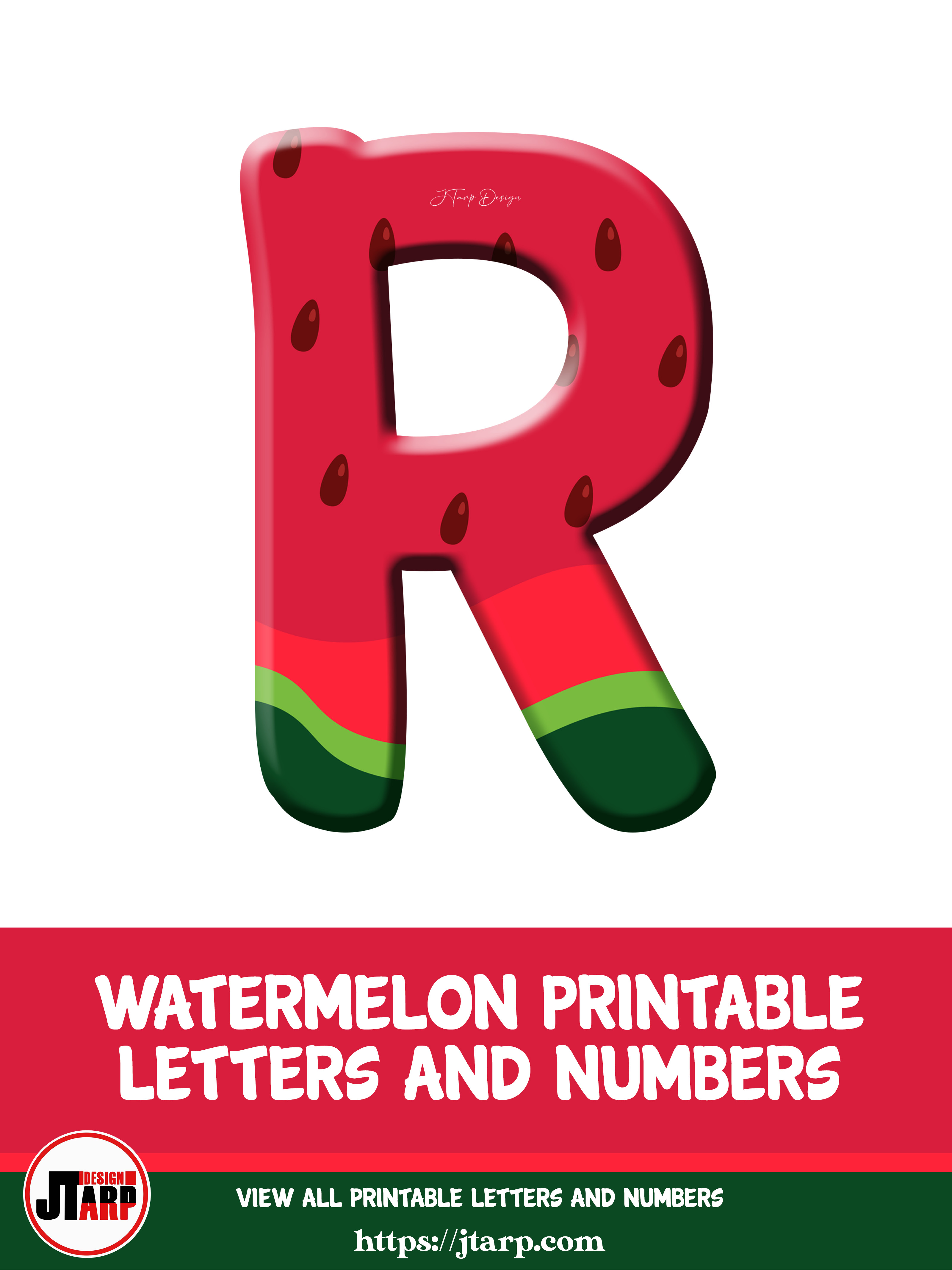 Watermelon Printable 3D Letters R