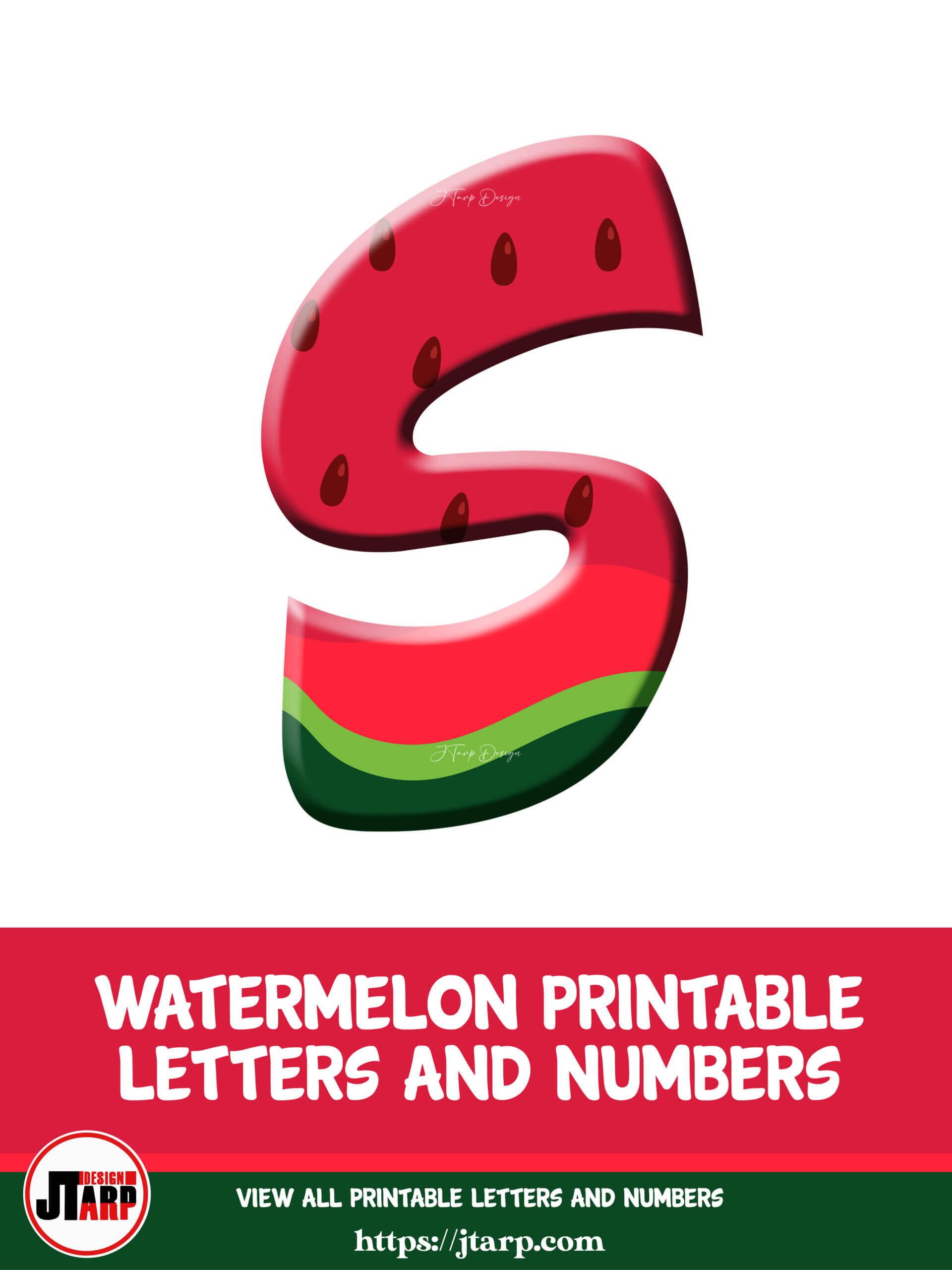 Watermelon Printable 3D Letters S 1