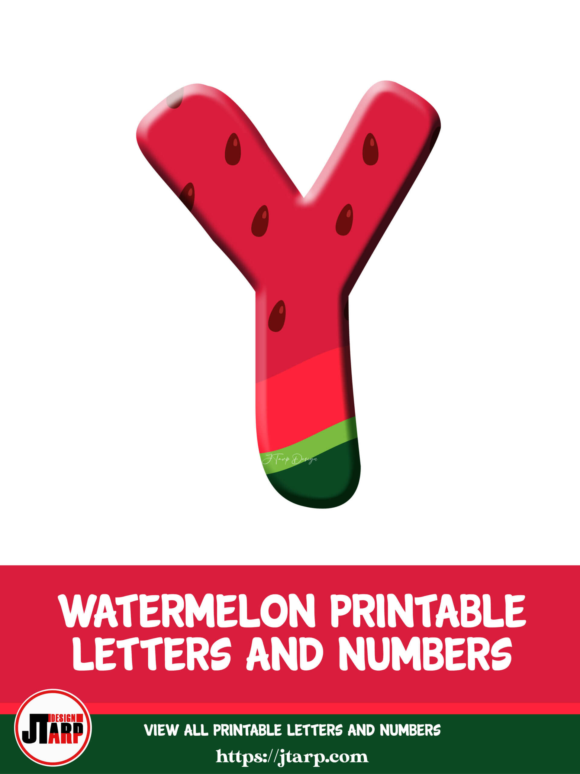 Watermelon Printable 3D Letters Y 1