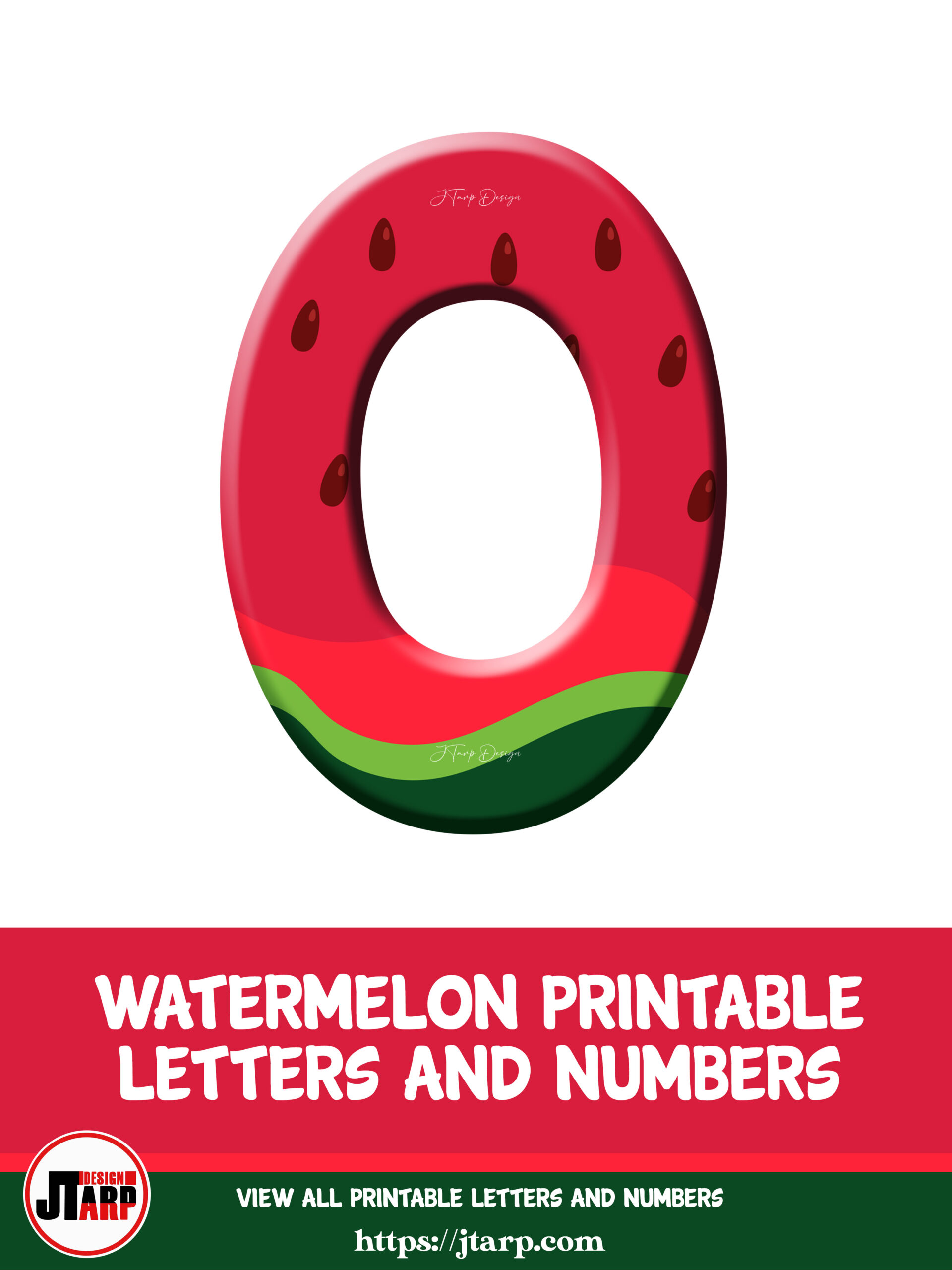 Watermelon Printable 3D Number 0