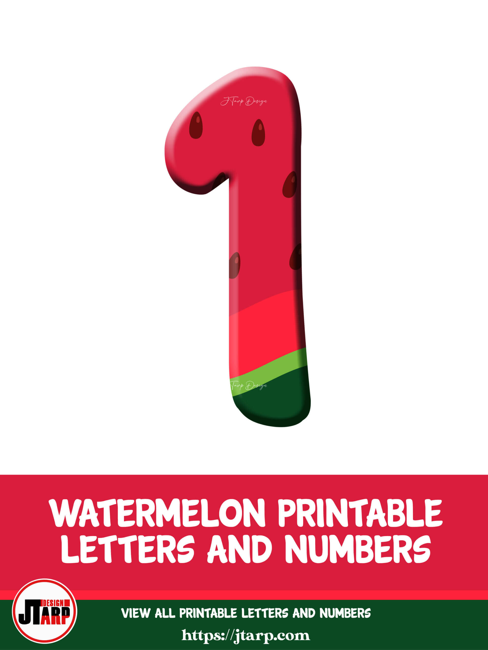 Watermelon Printable 3D Number 1