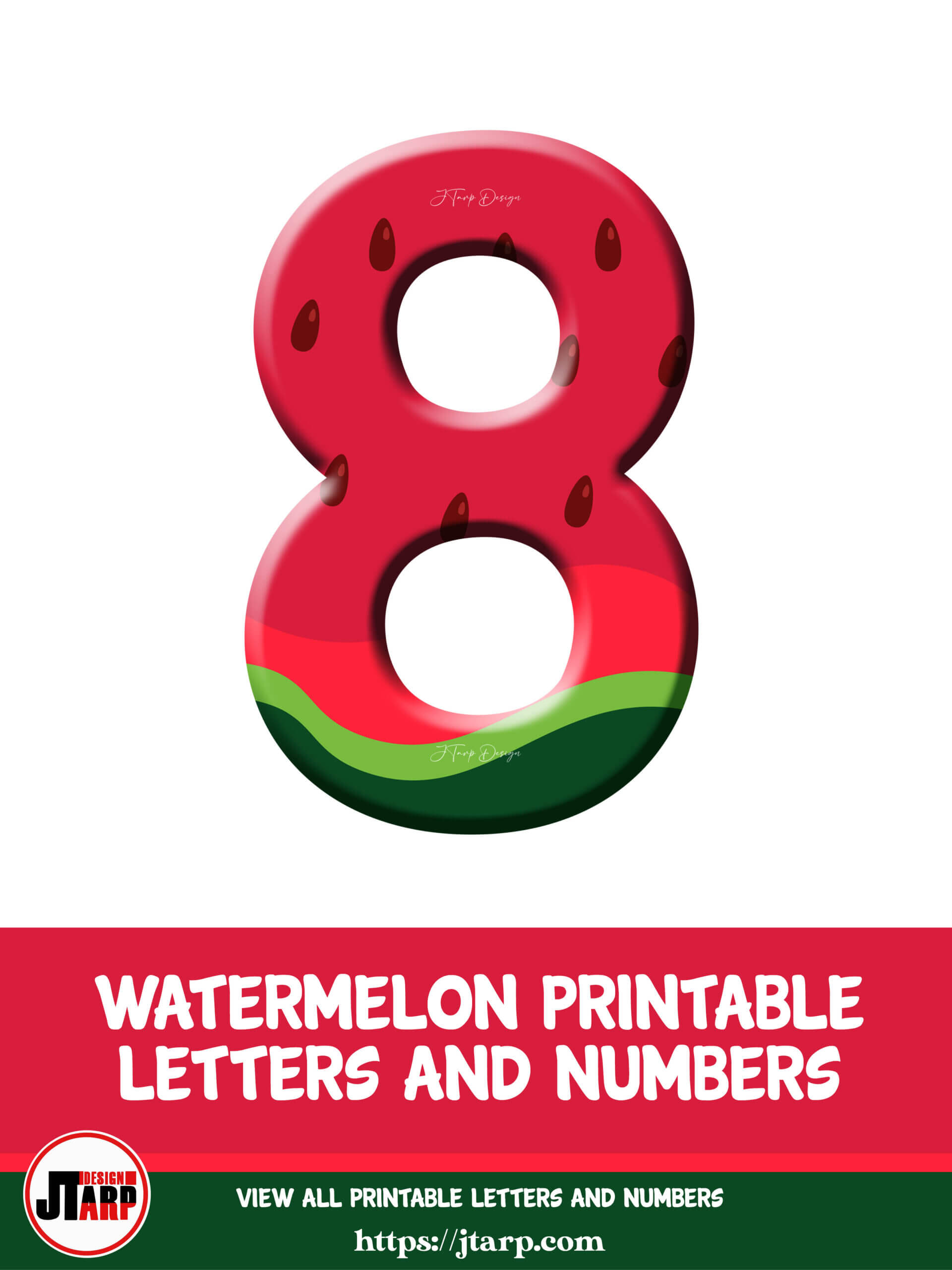 Watermelon Printable 3D Number 8