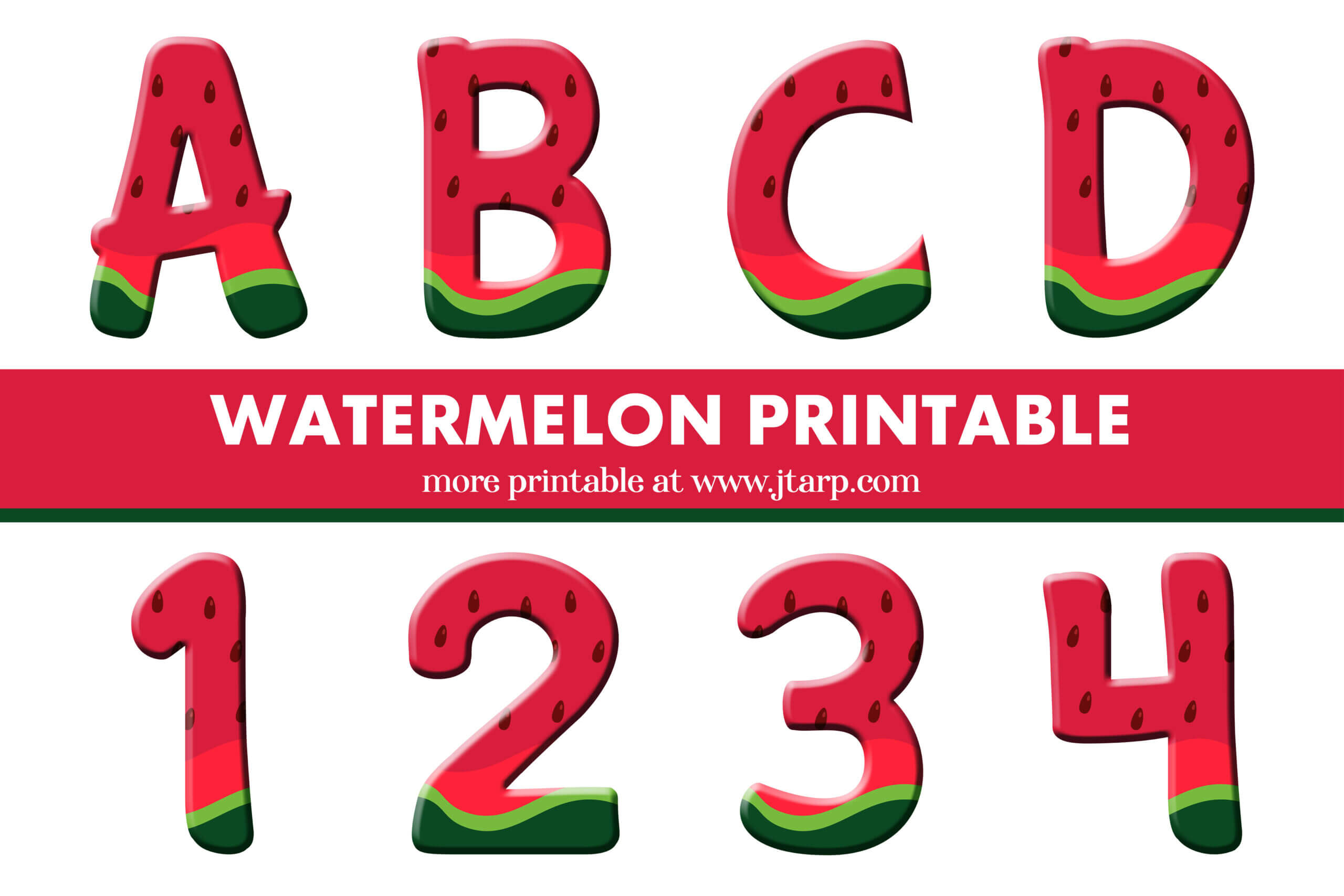 Watermelon Printable Letters and Numbers Thumbnail