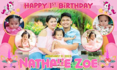 5x3 Happy 1st Birthday Nathalie Zoe Unicorn Tarpaulin Design