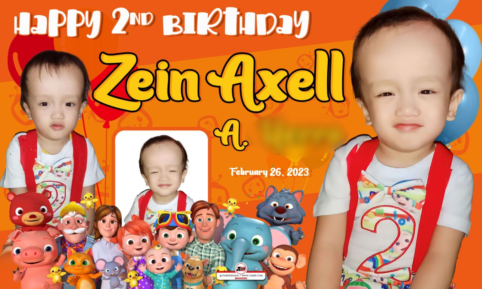5x3 Happy 2nd Birthday Zein Axell Cocomelon Tarpaulin Design