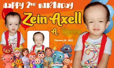 5x3 Happy 2nd Birthday Zein Axell Cocomelon Tarpaulin Design