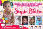 6x4 Welcome to the christian world and happy first birthday SXYSIE BLAIRE Hello Kitty Tarpaulin Design
