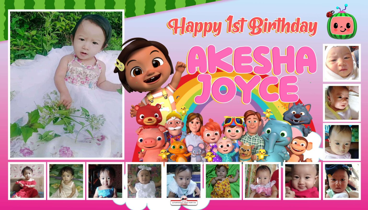 7x4 Happy 1st Birthday Akesha Joyce Cocomelon Design