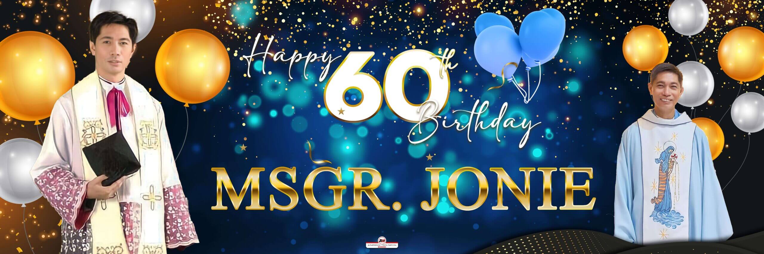 12x4 Black Gold Theme Happy 60th birthday Msgr. Jonie copy
