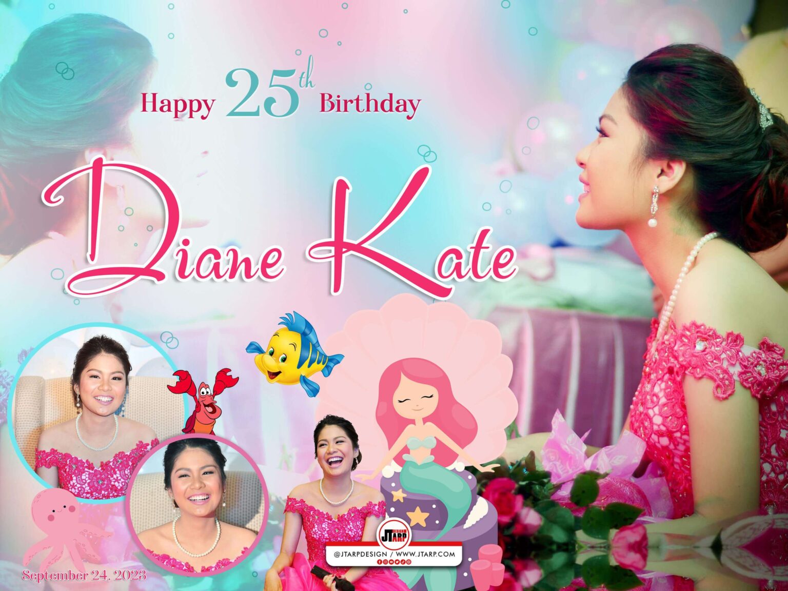 4x3 Happy 25th Birthday Diane Kate Mermaid Theme copy