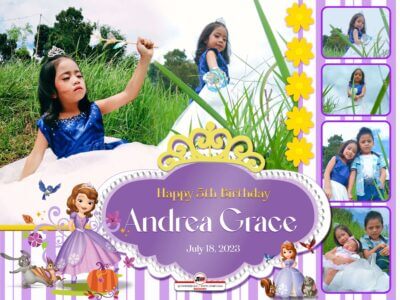 4x3 Happy 5th Birthday Andrea Grace Sofia the 1st Design copy