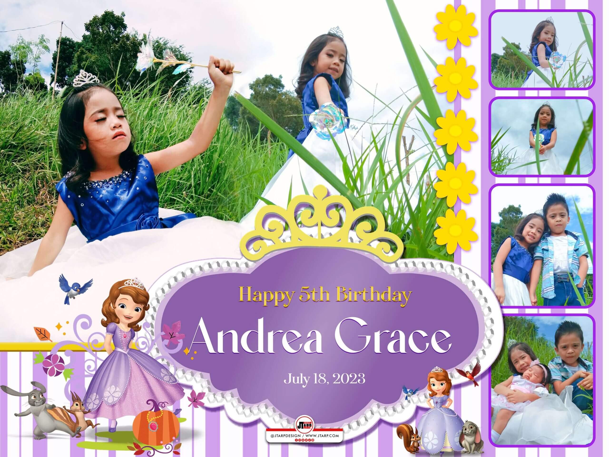 4x3 Happy 5th Birthday Andrea Grace Sofia the 1st Design copy