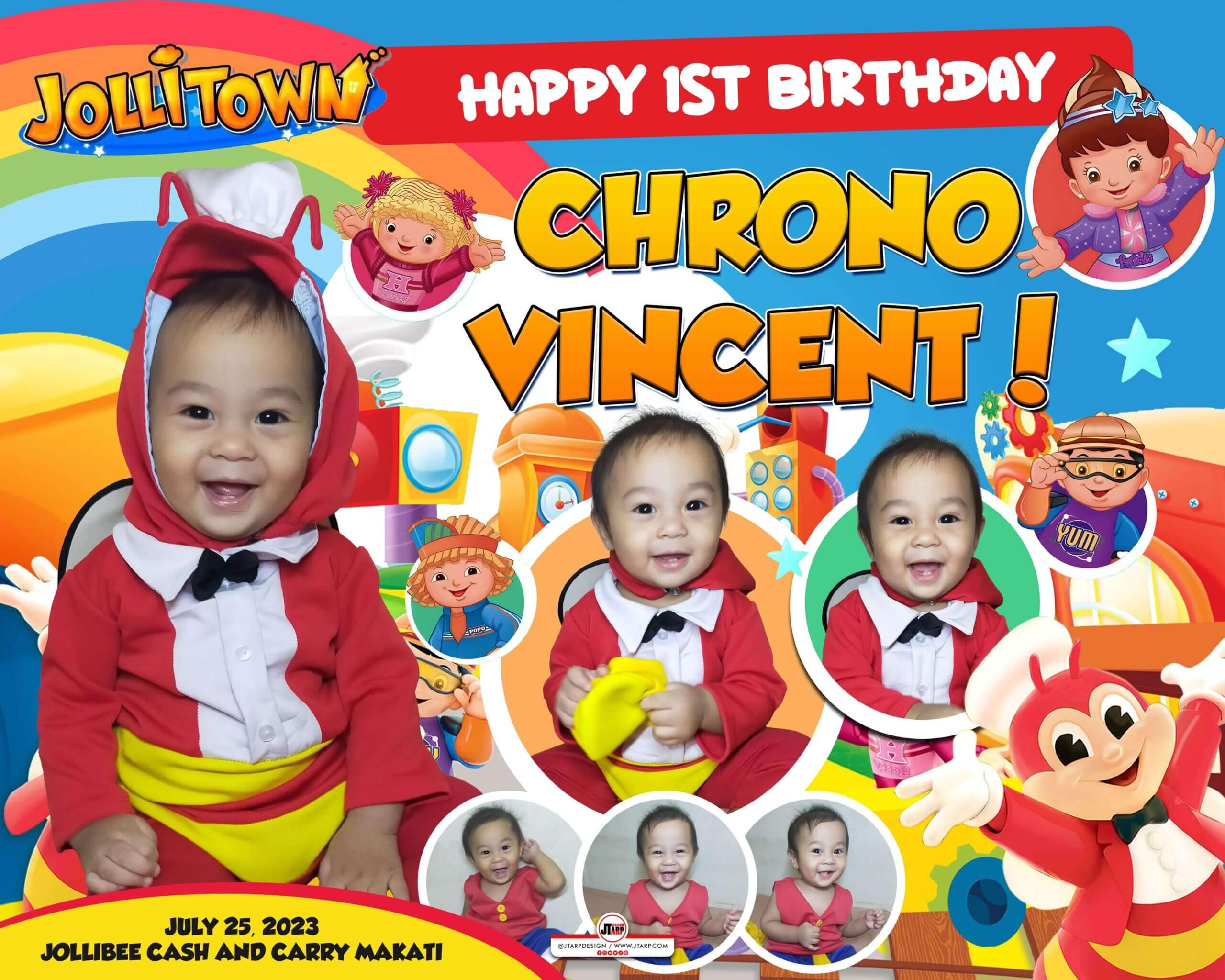 4x5 Happy 1st Birthday Chrono Vincent Jollibee Jollitown Theme Party copy 2