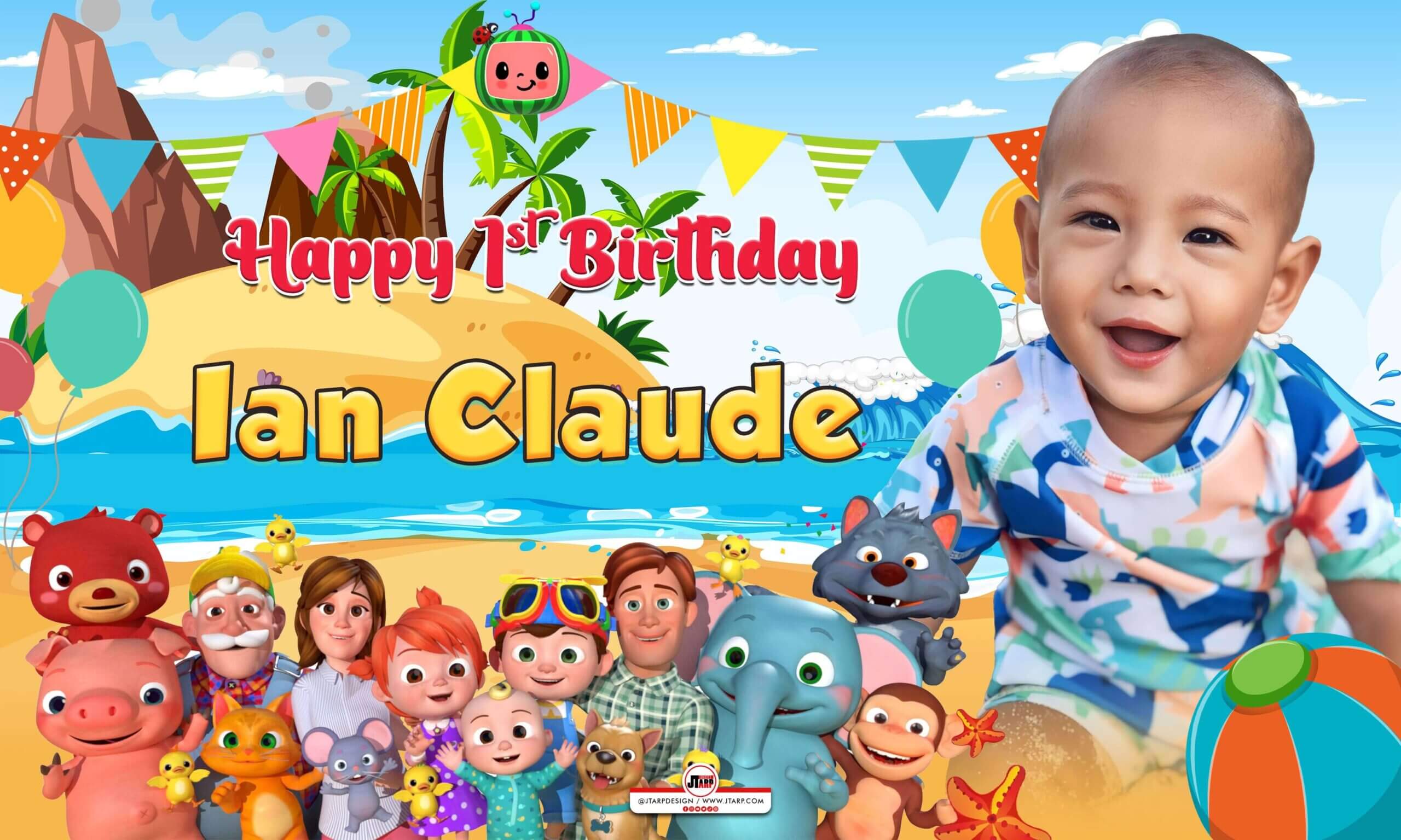 5x3 HAPPY 1ST BIRTHDAY IAN CLAUDE Cocomelon Tarpaulin Design copy