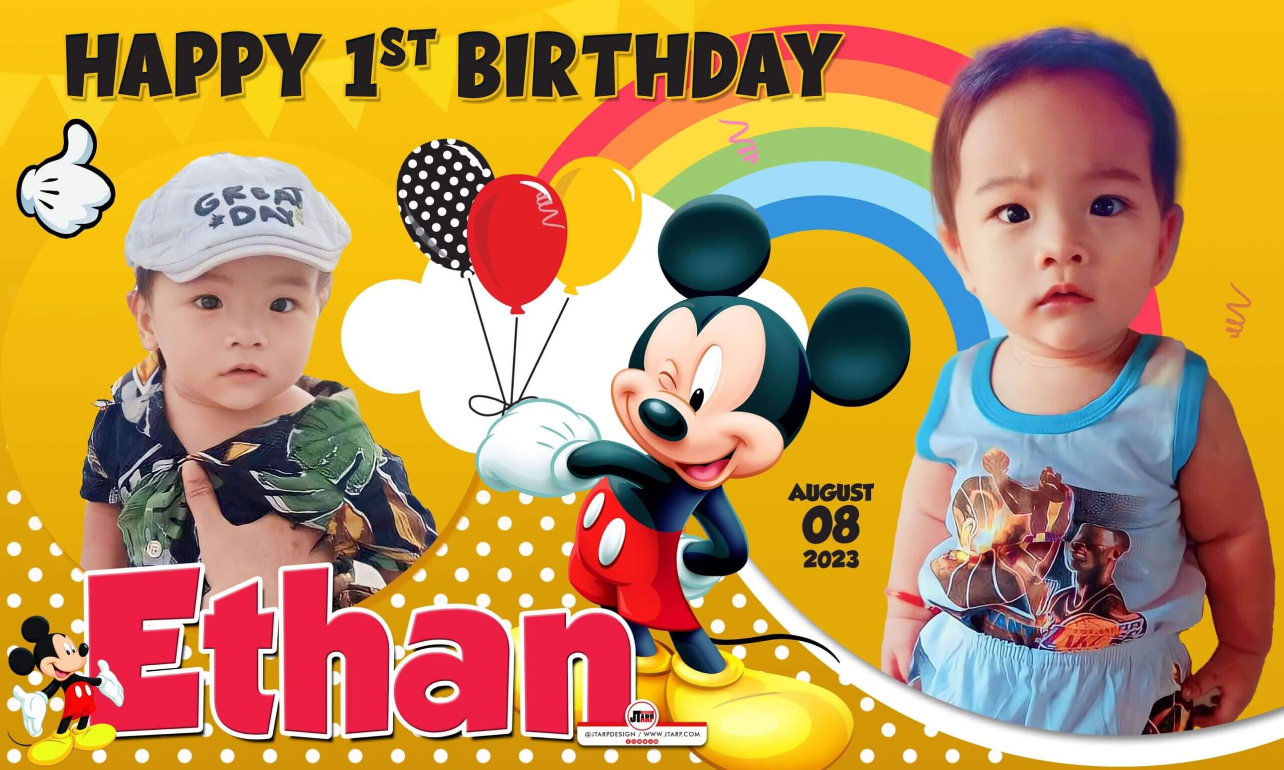 5x3 Happy 1st Birthday Ethan Mickey Mouse Design copy