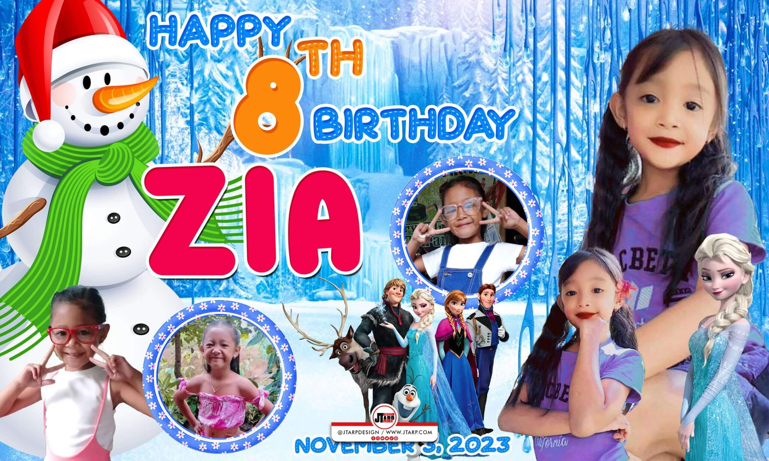 5x3 Zia 8th Birthday Frozen Theme Tarp copy