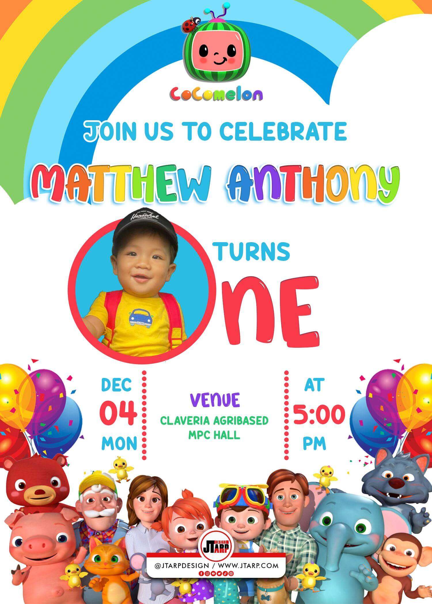 5x7 Matthew Anthony turns one Cocomelon Design copy