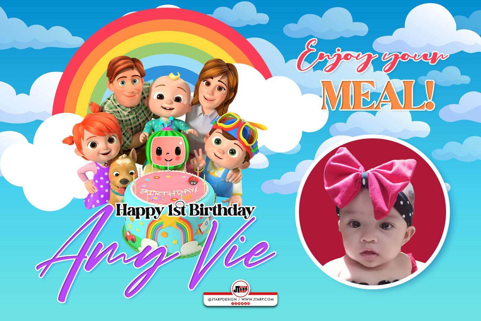 Happy First Birthday Amy Vie Cocomelon Lunch Box Design copy