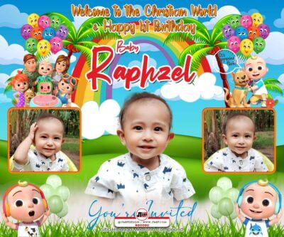 Invitation Baby RAPHZEL Welcome to the Christian World and Happy 1st Birthday Copy copy 1