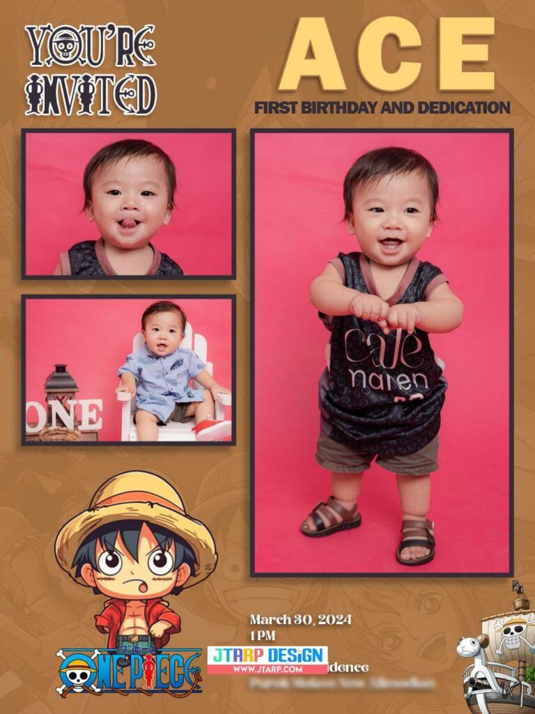 3x4 Inches Ace first Birthday and dedication copy