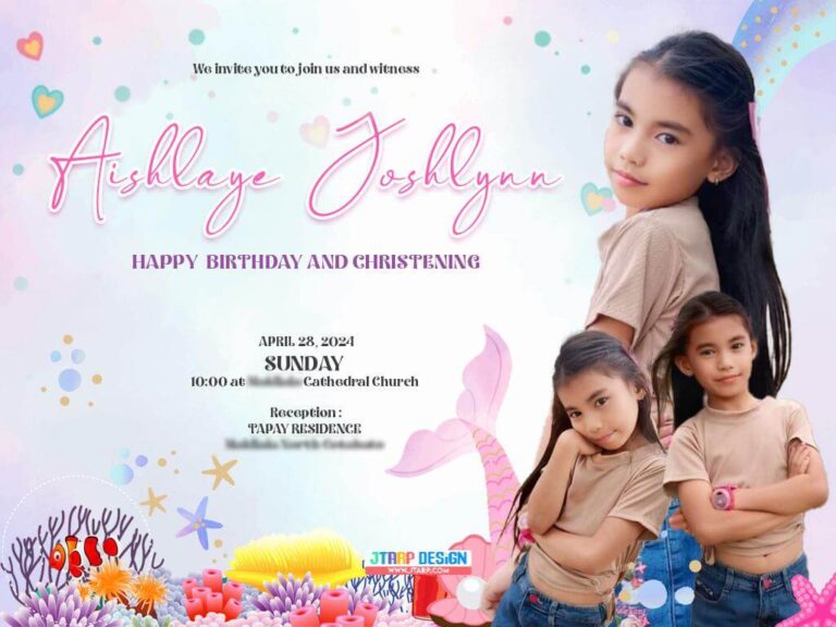 4x3 Happy Birthday and Christening Aishlaye Joshlynn Tapay Mermaid Design