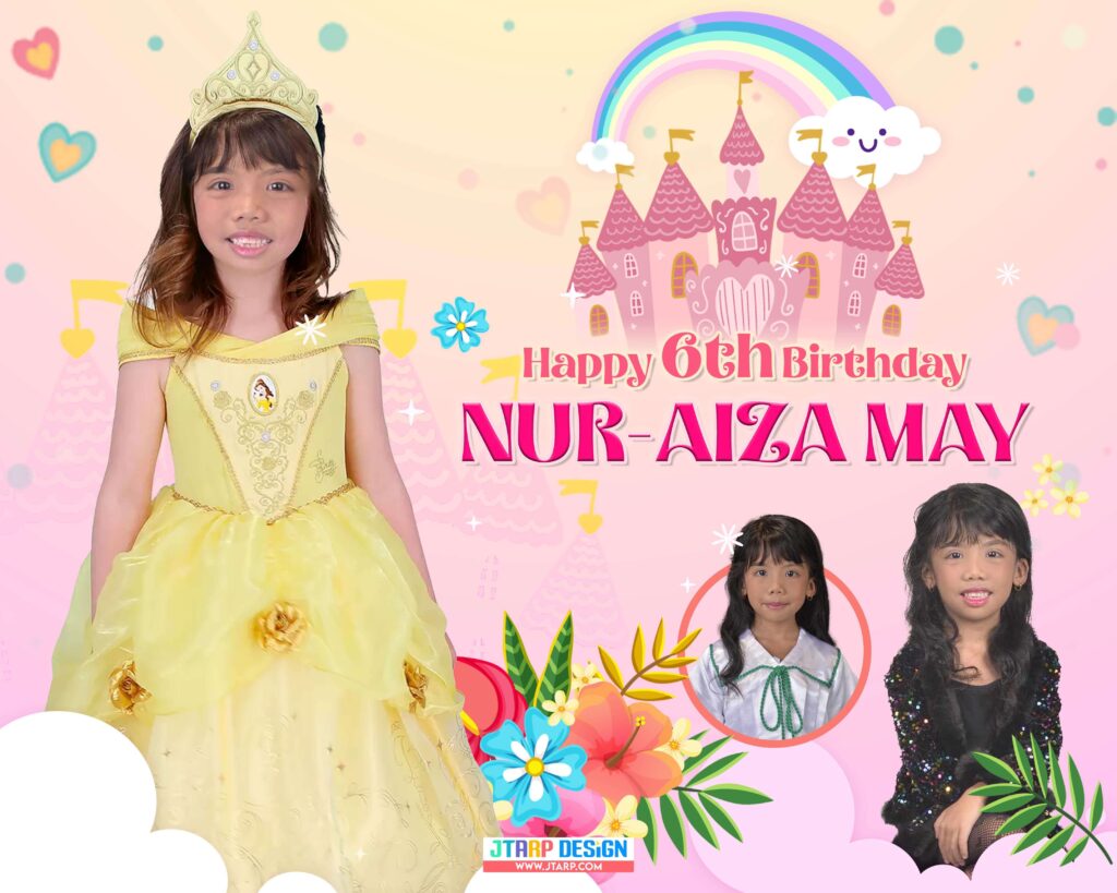 4x5 Happy 6th Birthday Nur Aiza May Princess Bell Theme V1