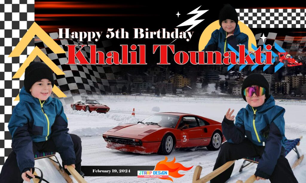 5x3 Happy 5th Birthday Khalil Ferrari Cars Theme copy
