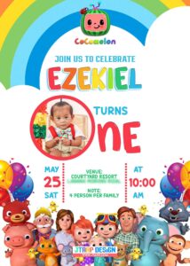 5x7 Ezekiel turns one Cocomelon Design