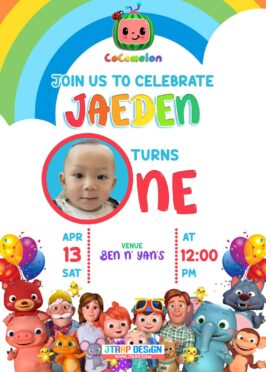 5x7 Jaeden turns One Cocomelon Design copy
