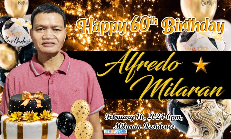 Happy 60th Birthday Alfredo Black Gold Design for Father copy