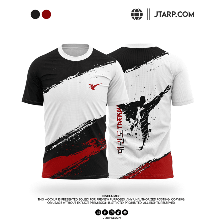 Black Red Brush Stroke Sport CMC Taekwondo Shirt Design Artboard 1