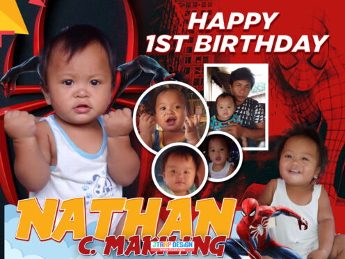 3x4 Happy 1st birthday Nathan Spiderman Tarpaullin Design copy