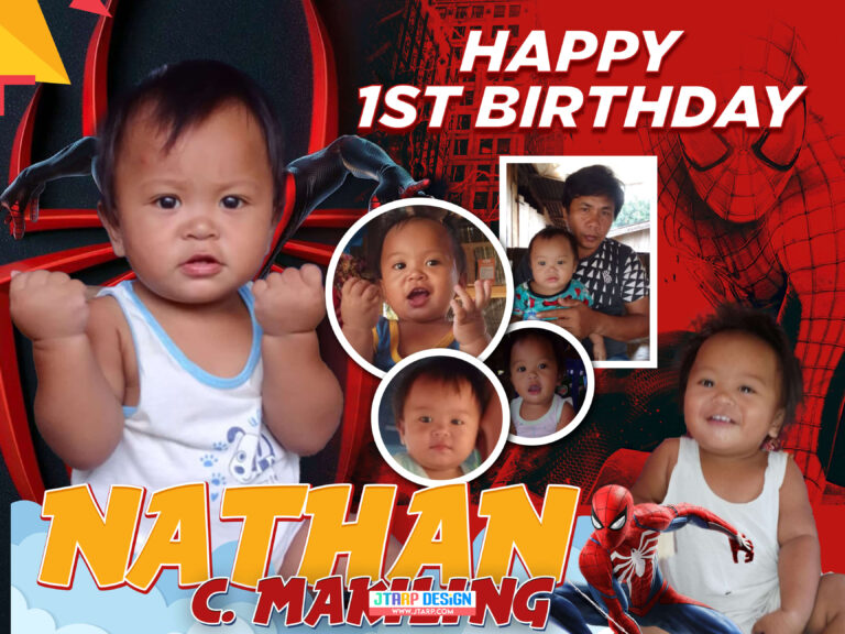 3x4 Happy 1st birthday Nathan Spiderman Tarpaullin Design copy