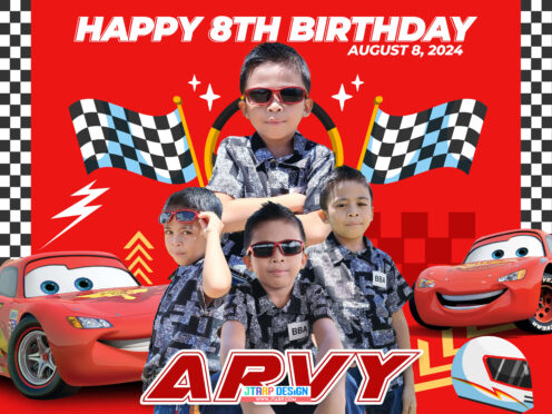 Arvy’s 8th Birthday Cars-Themed Tarpaulin Design