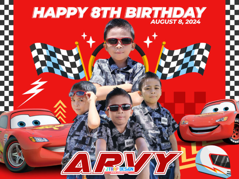 3x4 Happy 8th Birthday Arvy Cars Design copy
