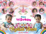 4x3 Happy 1st BirthdayHezekiah Alessia Unicorn Tarpaulin Design