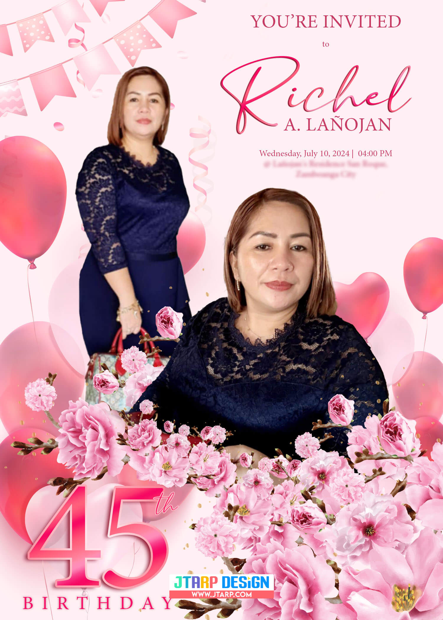 5R 45th Birthday Richel Invitation Design copy