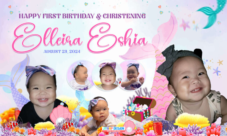 5x3 Elleira Eshia First Birthday and Christening Mermaid Tarpaulin Design copy
