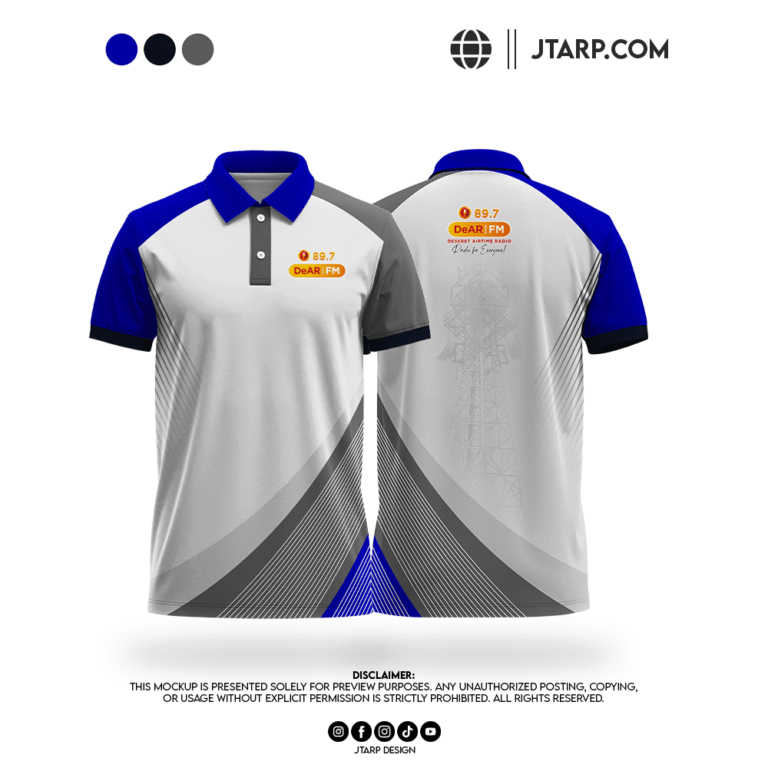 DEAR FM Radio Station Blue Polo Shirt Layout Artboard 1