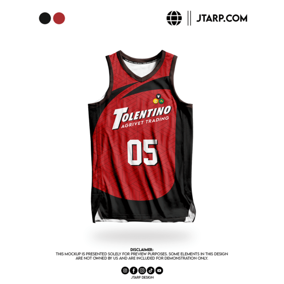 Tolentino Agrivaet Red Black Sleeveless Jersey Front Design Artboard 2
