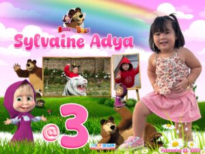 4x3 Sylvaine Adya 3rd Birthday Masha and the Bear Theme