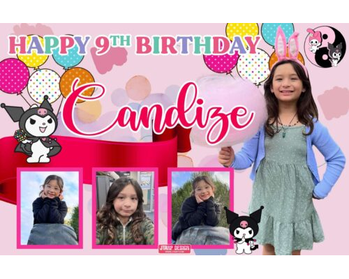 3x2 Happy 9th Birthday Candaze Hello Kitty Theme Tarpaulin Design