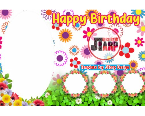 Flower Theme Birthday Tarpaulin Design Template