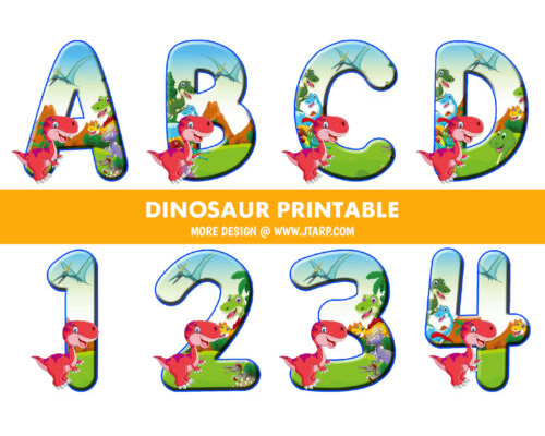 Dinosaur Theme Printable Letters and Numbers Thumbnail