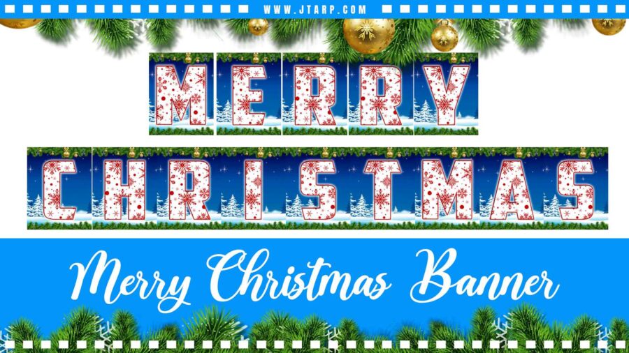 Merry Christmas Banner Printable PDF - Instant Download