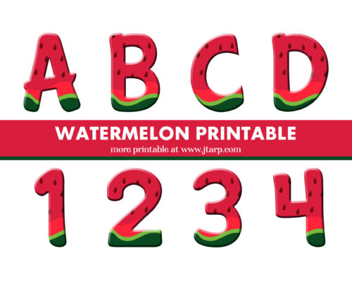 Watermelon Printable Letters and Numbers Thumbnail