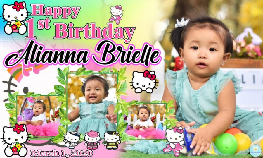 1st Birthday Tarpaulin Design Hello Kitty FREE PSD